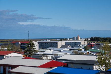 Town of Hornafjordur in Iceland on a sunny summer day