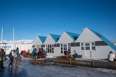 Jokulsarlon Iceland - February 17. 2019: the cafeteria at Jokulsarlon Glacier Lagoon on a sunny winter dayのeditorial素材