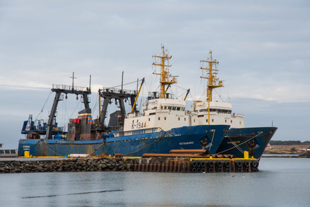 Hafnafjordur Iceland - October 28. 2018: Russian industrial trawlers in portのeditorial素材