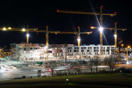 Reykjavik Iceland - October 26. 2018: Construction work on new buildings at the port of Reykjavikのeditorial素材