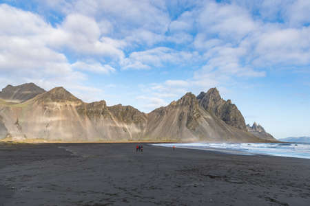 Vestrahorn mountain in southeast Iceland on a sunny autumn dayの写真素材