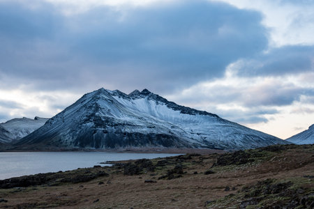mountain in east Iceland on a cold winter day