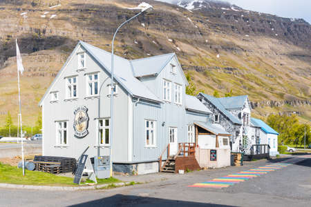 Seydisfjordur Iceland - June 10. 2019: Town center of Seydisfjordur in east Icelandのeditorial素材