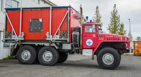Egilsstadir Iceland - June 9. 2019: Old Ural search and Rescue truck from Iceland Search and rescue