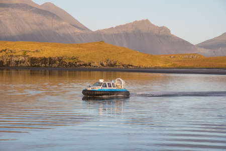 Hornafjordur Iceland - October 19. 2019: Hovercraft from tourist company Icehover in Hornafjordur Icelandのeditorial素材