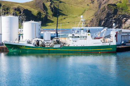 Vestmannaeyjar Iceland - August 9. 2019: Pelagic fishing ship Isleifur in port of Heimaeyのeditorial素材