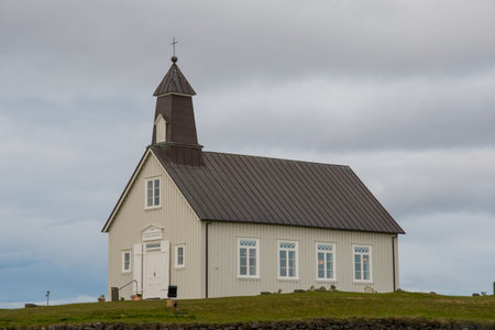 Strandarkirkja is a Lutheran (Church of Iceland) parish church in Selvogur, on the southern coast of Icelandの写真素材
