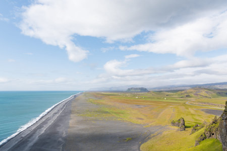 View over the coast of south Iceland from Dyrholaey