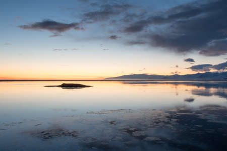 Sunset in Hornafjordur in south Iceland on a winter dayの写真素材