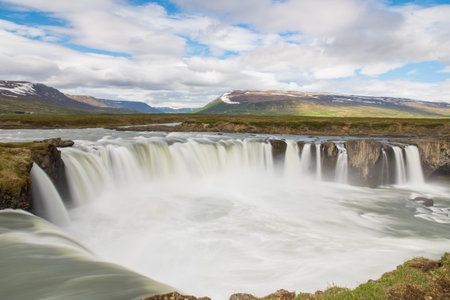 the Godafoss waterfall in Iceland on a summer day