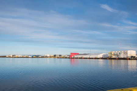 Port of town of Grindavik in Iceland on a sunny autumn morning