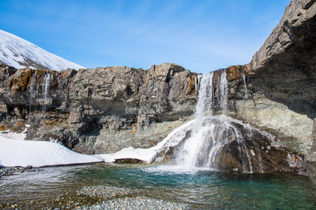 Skutafoss waterfall in Thorgeirsstadaa river in Thorgeirsstadadalur in east Iceland