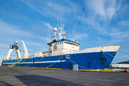 Grindavik Iceland - September 5. 2020: Trawler Gnupur GK tied to the pier