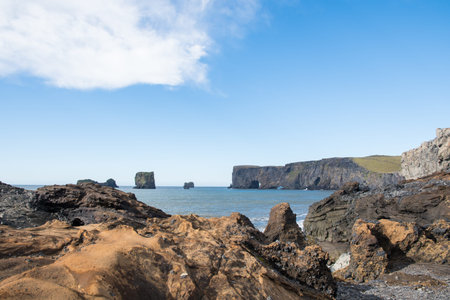 Dyrholaey tourist destination on the Icelandic countryside