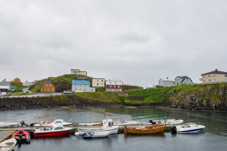 Buildings and boats in town of Stykkisholmur on Snaefellsnes Peninsula in West Iceland