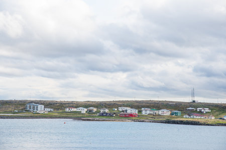 coastline of village of Raufarhofn in north Icelandの写真素材