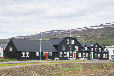 Akureyri Iceland - June 16. 2020: One of the oldest buildings in Akureyri, now a restaurantのeditorial素材