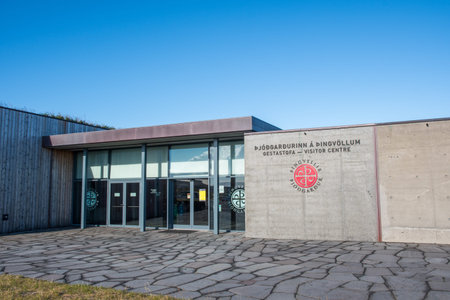 Thingvellir Iceland - September 4. 2020: The visitor center of Thingvellir national parkのeditorial素材
