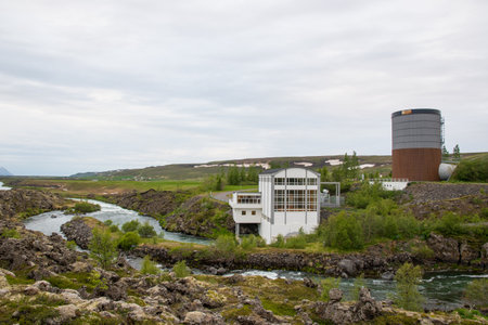 Laxarvirkjun hydroelectric power plant in north Icelandのeditorial素材
