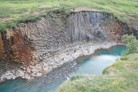 The Magnificent Studlagil canyon formed by Jokulsa river in Jokuldalur Valley in Iceland