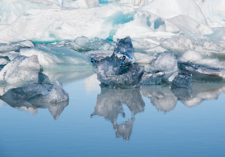 Jokulsarlon Glacier Lagoon in south Iceland on a sunny spring day