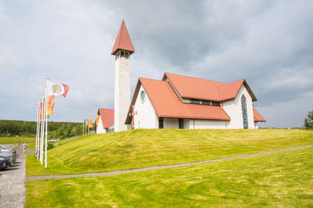 Reykholt Iceland - July 4. 2021: Church and museum of Reykholt in Borgarfjordur in west Icelandのeditorial素材