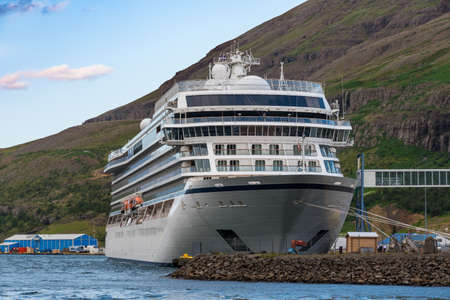 Seydisfjordur Iceland - July 17. 2021: Cruise ship Viking Jupiter in port of Seydisfjordurのeditorial素材