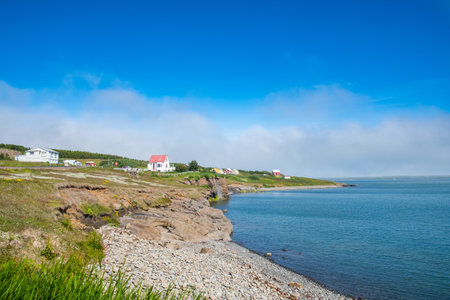 Coastline of Island of Hrisey in Eyjafjordur in North Icelandの写真素材
