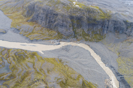 River Holmsa in Vatnajokull national park in south Icelandの写真素材