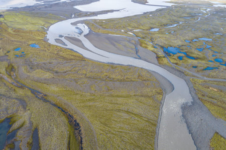 River Holmsa in Vatnajokull national park in south Icelandの写真素材