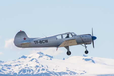 Hornafjordur Iceland - June 25.2022: TF-BCW Private Yakolev Yak-18T airplaneのeditorial素材