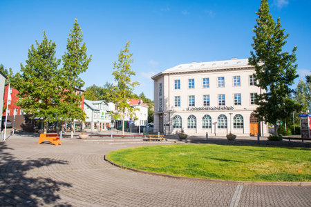 Akureyri Iceland - July 13. 2022: The main square of town of Akureyri in North Icelandのeditorial素材
