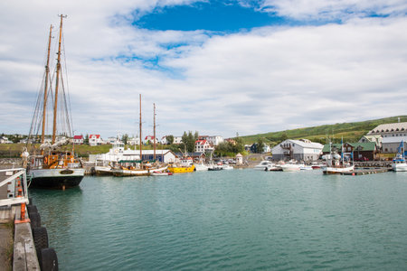 Husavik Iceland - July 15. 2021: View over port of Husavik in North Icelandのeditorial素材