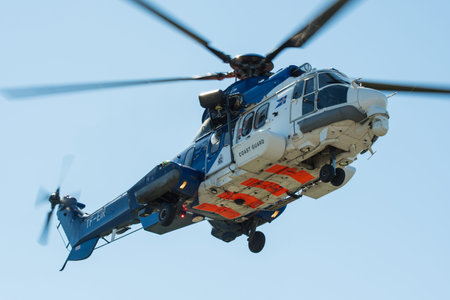 Hornafjordur Iceland - June 25.2022: Icelandic Coast Guard Airbus H225 helicopter, TF-EIR