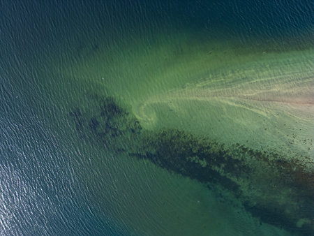 aerial view of the coast of Sveinseyri in Talknafjordur in the icelandic westfjords