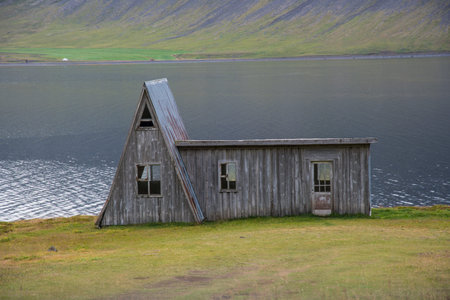 An abandoned cottage in Fossfjordur in the westfjords of Iceland