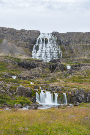 Dynjandi waterfall in the westfjords of Icelandの写真素材