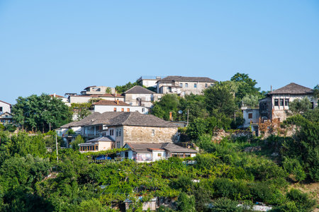 View over city of Gjirokaster in albania