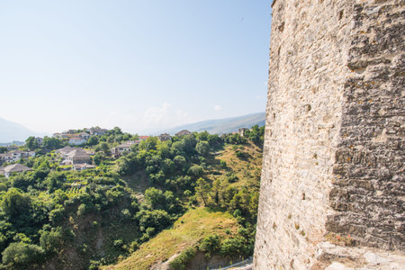 View over city of Gjirokaster in albaniaの写真素材
