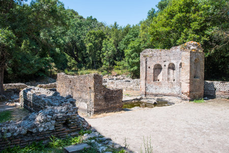 Butrint national archeological park in south Albaniaの写真素材