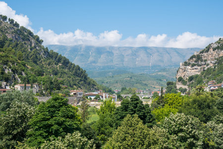 View over the Unesco world heritage site of city of Berat in Albania