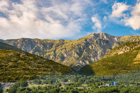 Beautiful mountain landscape of Mount Cika on the Albanian Rivieraの写真素材