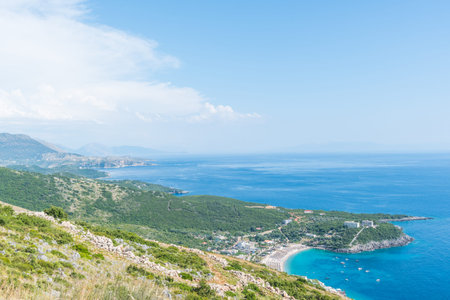 Livadi beach on the Albanian riviera on a sunny summer day