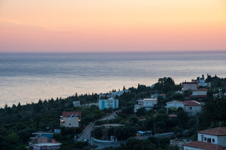 Village of Dhermi on the Albanian Rivieraの写真素材