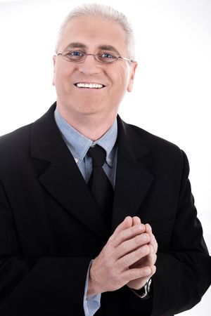 business man smiling on isolated white backgroundの写真素材
