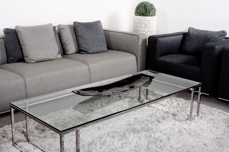 Modern well decorated luxury living room in new apartmentの写真素材