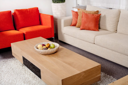 Trendy living room with fashionable furniture