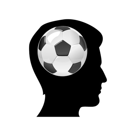 illustration of silhouette of man thinking of soccer matchの写真素材