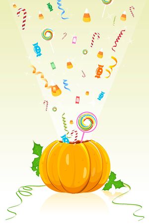 illustration of blast of candies from halloween pumpkinの写真素材