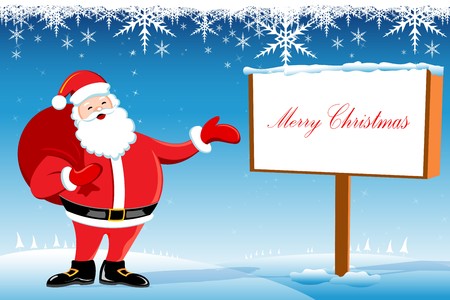 illustration of santa claus on snowy backgroundの写真素材